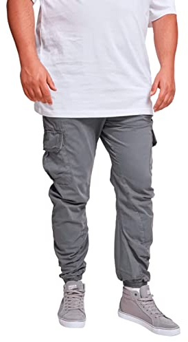 Pantalon de Jogging Cargo, Pantalon de sport 100% Coton Jersey, Chevilles élastiquées, Cordon à la Taille