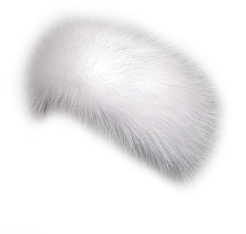 Dikoaina Womens Faux Fur Headband Winter Earwarmer Earmuff Ski (White)
