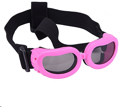Outdoor Dog Sunglasses Anti-UV Eye Protection Goggles Waterproof Windproof Anti-Fog for Small Pet Puppy Cat (Pink)