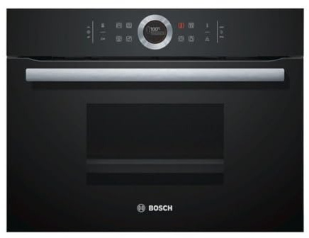 Bosch CDG634AB0 Serie 8 Dampfgarer, 45 x 60 cm, 1,3 L Wassertank, AutoPilot 20 20 Automatikprogramme, TFT-Touchdisplay, intuitiver Bedienring, SoftClose und SoftOpen, Leeranzeige Wassertank, Schwarz