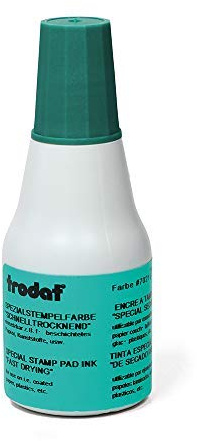 Trodat Stämpelfärg grön för handstämpelkudde, 25 ml innehåll i flaska, dokumentäkta, för påfyllning, snabbtorkande