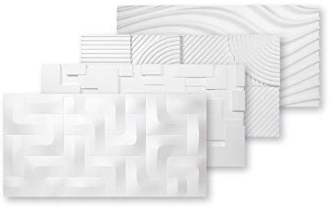 MARBET DESIGN 3D Wandpaneele (1 Platte, 0,46m²) Styropor Paneele weiß 96x48x3cm Wandverkleidung Wärmedämmung (PD-1) 3D Schaumstoff Wand Platten Gaming