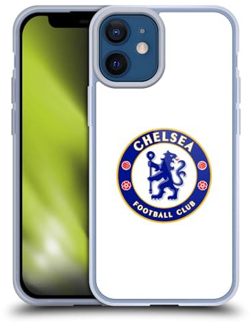 Head Case Designs Officially Licensed Chelsea Football Club Plain White Crest Gel Case [Military Grade Protection] Compatible with Apple iPhone 12 Mini and Compatible with MagSafe