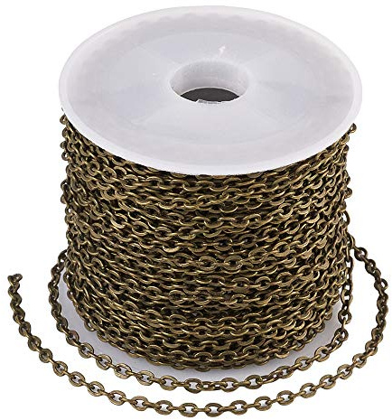 Cheriswelry 10 meter järnkabelkedjor, osvetsade, ovala kors, kedjor, halsband, länkar, antik brons för gör-det-själv-smyckestillverkning