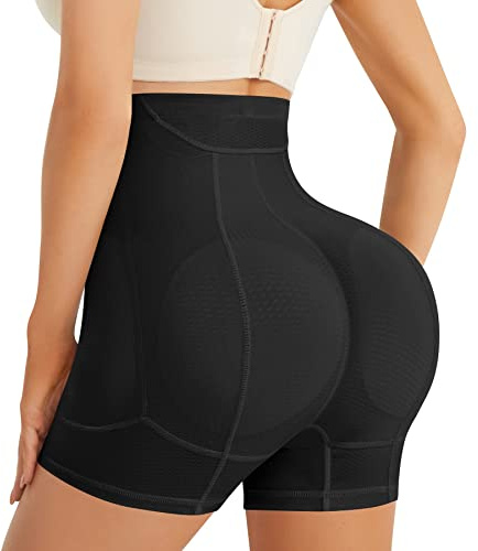 Bingrong High Waisted Butt lifter Shapewear for Women Tummy Control Knickers Padded Hip Enhancer Seamless Removable Hip Pads Underwear Body Shaper (Black, S)