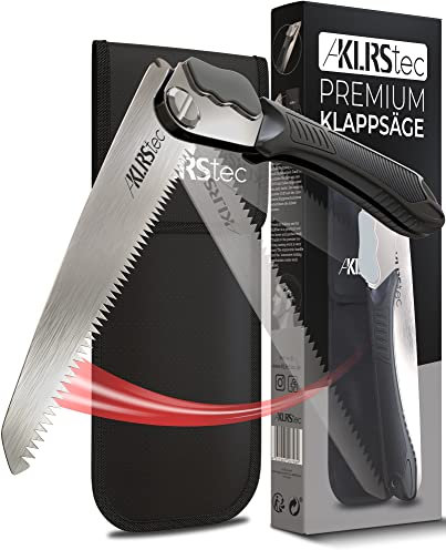 KLRStec SlidePro Sierra de poda – Sierra manual con hoja retráctil de acero al carbono SK5 para jardinería, camping y actividades al aire libre