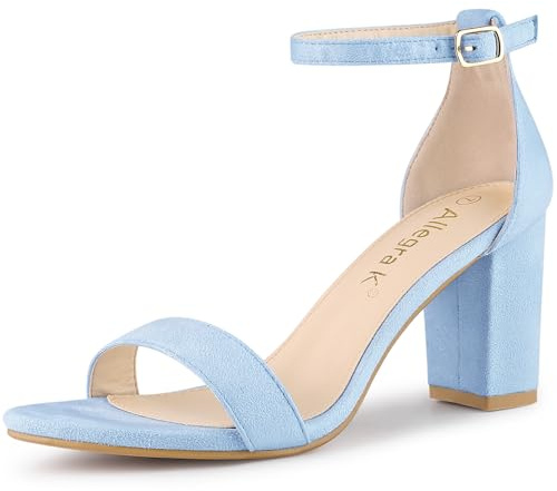 Allegra K Women's Buckle Ankle Strap High Chunky Heels Sandals