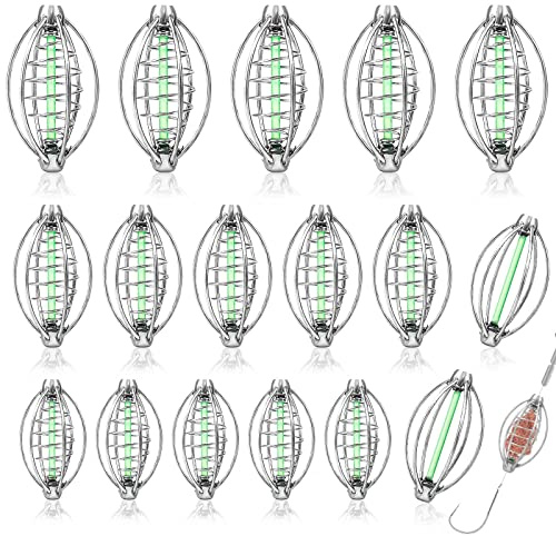 ADNEWX® 17 Pezzi Cestino Pastura Pesca, Cestino da Pesca Spring Pesca Inline Feeder Set Acciaio Inossidabile Esca per Pesci Cestino Pastura per Nidificare e Nutrire (Cestino da Pesca 5cm 6cm 7cm)
