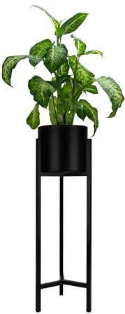 QUVIO Soporte para plantas con maceta, macetero de pie, soporte alto para plantas interior exterior, Decoración del hogar, soporte de flores mediano, taburete de flores de metal - 22x22x75 cm