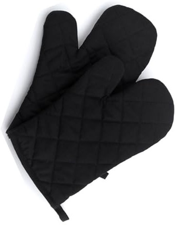 2 Stück Ofenhandschuhe Schwarz, Oven Mitts, Ofenhandschuhe Hitzebestaendig, Thermoisolierung Verdickte Anti-Rutsch rutschfeste Kochhandschuhe Zum Kochen, Backen, Grillen (Schwarz)