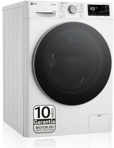 LG F4DR5509A0W - Lavadora Secadora Inteligente Direct Drive, 9/5kg, 1400 rpm, Autodosificación, 14 Programas, Vapor Steam, Wi-Fi ThinQ, Clasificación A (Lavado) D (Secado), Serie 550, Blanco