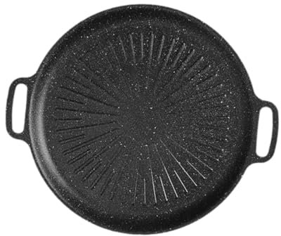 Colcolo Padella per Barbecue Coreana Piastra per griglia per Barbecue Rivestimento in Pietra Maifan con Manici Padella Teppanyaki Padella Antiaderente per, 34cm