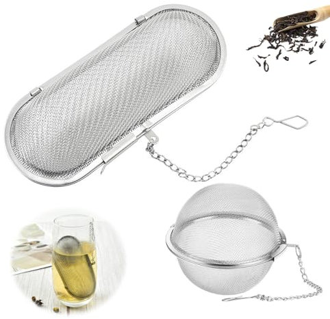 Yelytr 2 Pezzi Colino Per Spezie, Colino Per Tè Grande, Colino Per Spezie Per Cucinare, Uovo Per Tè Con Catena, Uovo Per Spezie Filtro Per Spezie, Filtro Per Tè In Acciaio Inox Per Spezie E Tè Sfuso