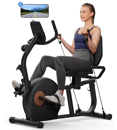 MERACH Recumbent Exercise Bike for Home with Smart Bluetooth and Exclusive App Connectivity, LCD, Heart Rate Handle, Magnetic Recumbent Bikes S23