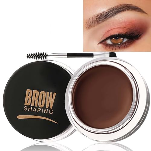 Long-Lasting Brown Waterproof Eyebrow Pomade with Brush - Smudgeproof, Quick Dry, Non-Greasy Lightweight Gel Soap for Perfect 3D Brown Shade