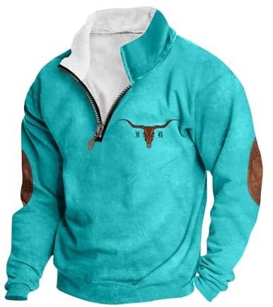 Felpa Uomo Zip Leggera Felpe Offerta Pullover Uomo con Rivestimento in Pile Maglie Senza Cappuccio Maglioni e Felpe Manica Lunga Moda Pullover Vintage Etnico Sweatshirt Sportiva Casual Maglione