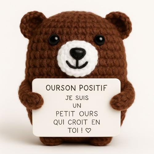 Ourson Positif© | Idee Cadeau Naissance Bebe | Anniversaire Enfant 0-3 Ans | Doudou Kawaii Garcon Fille | Gender Reveal, Baby Shower | Maternite Creche Bapteme | Peluche Deco Chambre | Nounours Mixte
