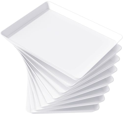 Lifewit Serveringsbricka, Serveringsbrädor, Plastfat, Charkuterifat för Fest, Återanvändbar Vit Bricka för Snacks Mat, Kakor, Set om 8, 40.6 × 30.5 cm