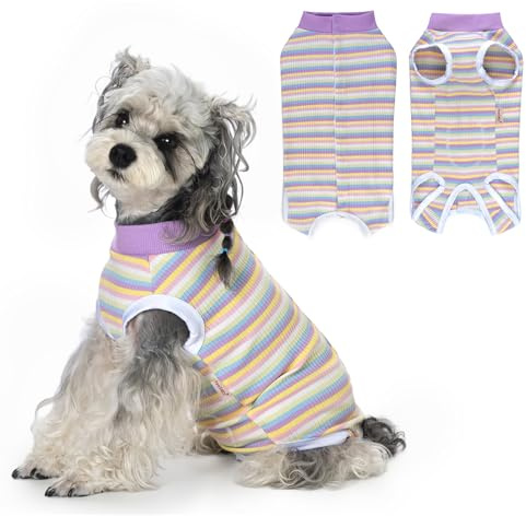 PawSailor Combinaison de Récupération Chien Femelle Mâle Rayé-Violet S