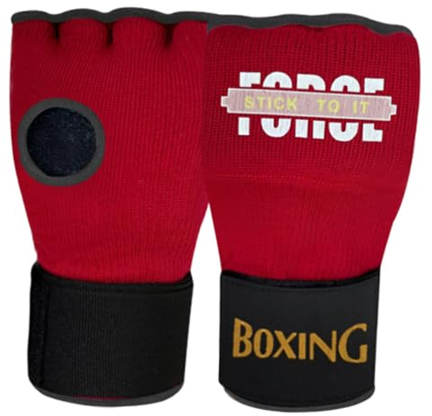 SZLIFE Gants de Boxe, Protection des Mains, Demi-Doigts, Gants de Frappe pour Hommes, d'entraînement de Boxe pour Le Sparring, Le karaté et Autres, Rouge