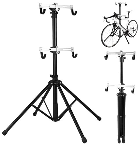 FASDRESS Bike Vertical Freestanding Hanger Parking Rack for 2 Bikes, No Drilling Required, Fully Adjustable Vertical Bike Stand for Indoor Outdoor, Bicycle Display Repair Tools Holds MTB Road Ebike