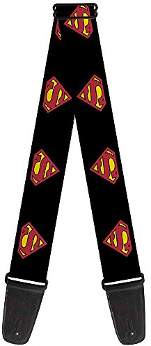 Buckle-Down Gitarrrem Superman sköld svart 5 cm bred
