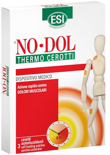 ESI - No-Dol Thermo Cerotti Termici Autoriscaldanti, Fonte di Calore di Origine Naturale, Allevia i Fastidi Reumatici e Muscolari, Riscaldano Fino a 8 Ore, Senza Coloranti e Parabeni, 3 Pezzi