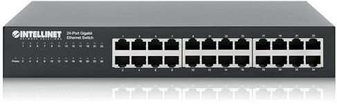 Intellinet 561273 24-Port Gigabit Ethernet Switch, 24 x 10/100/1000 Mbps RJ45 Ports, IEEE 802.3az Energy Efficient Ethernet, Desktop, 19 Rackmount