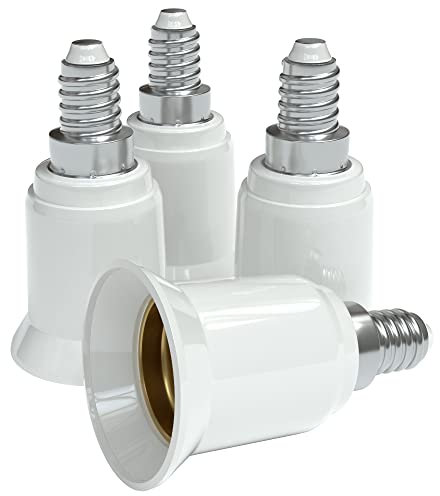 EAZY CASE 4X Lampensockel Adapter - Konverter für E14 Fassung auf E27 Lampenadapter für LED-/Halogen- und Energiesparlampen Sockeladapter, Weiß