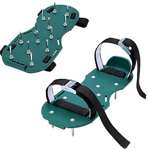LINZI Lawn Aerator Shoes, Garden Scarifier Nail Spiked Sandals with Adjustable Straps, Universal Size Fits All Shoes or Boots for Effectively Aerating Lawn Grass Yard Soil 666100