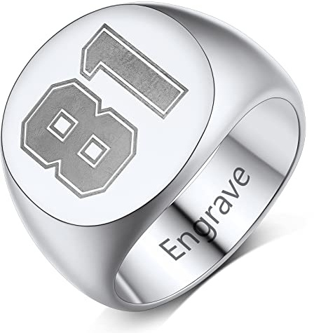 Custom4U Bague Chevalière Homme Prénom Personnalisable Acier Inoxydable, Bagues Sigent Personnalisé Prénom/Initiale Monogramme à Graver Taille 54-71.5 (Boîte Cadeau)
