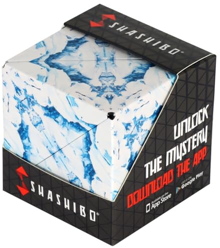 Shashibo Formwechsel-Box – Preisgekrönter, patentierter Zappelwürfel mit 36 Seltenerdmagneten – lässt Sich in über 100 Formen verwandeln (Arctic)