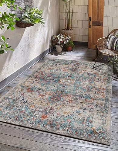 the carpet Palma - vielseitiger Indoor- & Outdoor-Teppich, modernes Design, Wohnzimmer, wetterfest & UV-beständig, langlebig und pflegeleicht, Balkon, Wintergarten, Mehrfarbig, Bunt, 80 x 150 cm