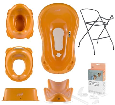 Hylat Baby Komplett-Set: Stabile Babybadewanne mit Thermometer, Gestell, Badesitz und Abfluss, Kinder-Toilettensitz, Babytopf, Kinderschemel - ideale Lösung für die tolle Badeerlebnisse