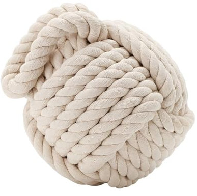 Trintion Nautical Knot Door Stop 15cm - Heavy Duty Decoration Rope Knot 1.5kg - Cream Rope Door Weight Stopper