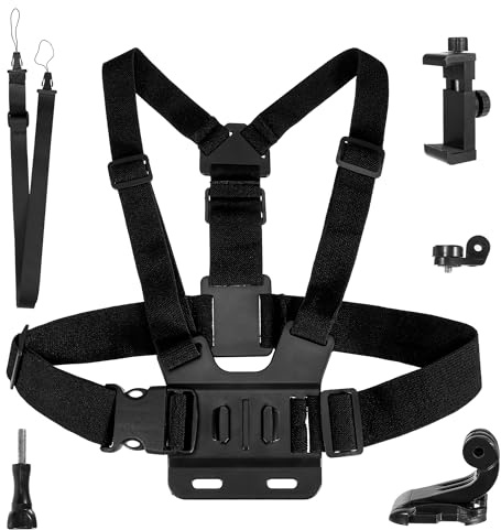 Soporte de pecho para teléfono móvil, correa de pecho ajustable, soporte para teléfono móvil con cuerda antivibración, para GoPro Hero 13 12 11 10 9 8 7 6 5 para DJI Osmo y la mayoría de teléfonos