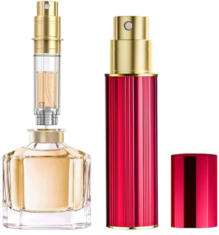 JOOMOKO Perfume Atomiser, 5ml Atomiser Spray Bottle, Refillable & Travel Size Perfume Spray Bottle Easy to Refill Cologne Dispenser for Women and Men（Red）