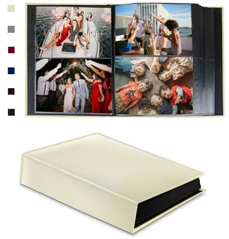 Álbum de fotos de 4 x 6 pulgadas, 200 bolsillos horizontales para regalos de boda, libro de recuerdos de cuero para aniversario familiar, escuela, bebé, viajes, fotos, capacidad para 200 fotos