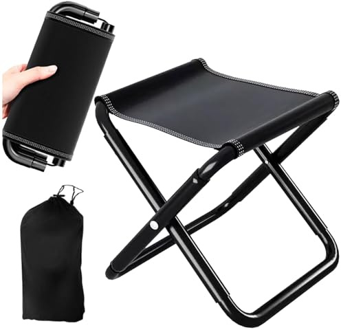 Jiavlyx Pequeño Taburete Plegable Portátil, 30 * 30 * 30cm Mini Sillas Plegables para Acampar Al Aire Libre, con Bolsa De Transporte Taburete De Camping, para Pesca, Senderismo Y Camping