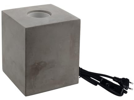 LUXULA Tischleuchte CUBE in Zementoptik mit E27 Fassung, Metall, 180cm Textilkabel mit Schalter, Grau - Tischlampe für Wohnzimmer Schlafzimmer Nachttisch - ohne Leuchtmittel