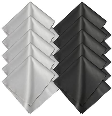 Romon Chiffons de Nettoyage en Microfibre, 10 Paires de Chiffons Lavables et Réutilisables De 20 * 20 Cm pour Nettoyer Les Lunettes, Les Lentilles et Les Écrans, Noir & Gris