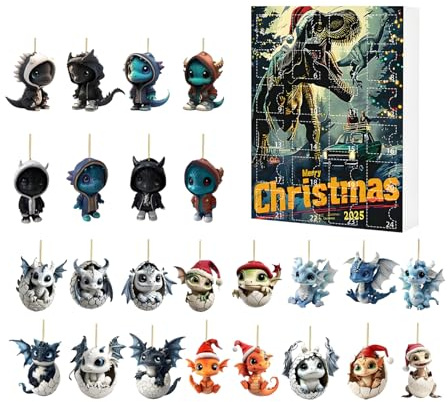 Drakens adventskalender julkalender - 2D akryl prydnadsfigurer, söt nedräkning leksak för semester, 24 dagars design, rolig aktivitet | kalender d