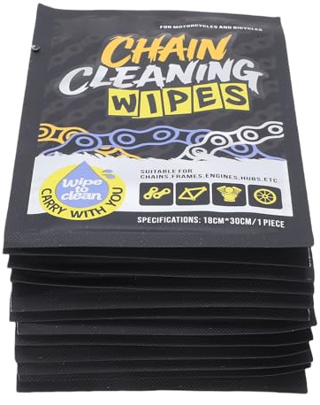 Tbest 12pcs Bike Chain Cleaning Wipes Individually Packaged Efficient Dirt Removal Motorcycle Wipes for Chains Engines Hubs Non Woven Fabric 30x18cm
