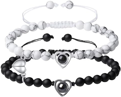 Generisch Pärlarmband 8 mm pärlringar, justerbart smycke för och rosa magnetarmband, smycken