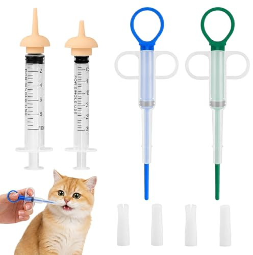 4 st tablettgivare för katter, tablettinsättare katt, pillerassist katt, enkel läkemedelsadministration, mild användning för djur, praktiskt hjälpmedel för djurägare och veterinärer