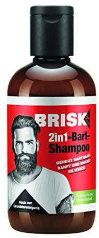 BRISK Champú para barba 2 en 1, 3 x 150 ml, cuidado de la barba con aceite de árbol de té, jabón para barba y limpieza facial para hombres, cuidado facial para una barba suave y piel bien cuidada