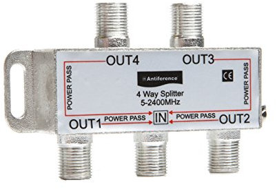 Antiference AS04 4 Way F-Type Indoor TV Signal Splitter