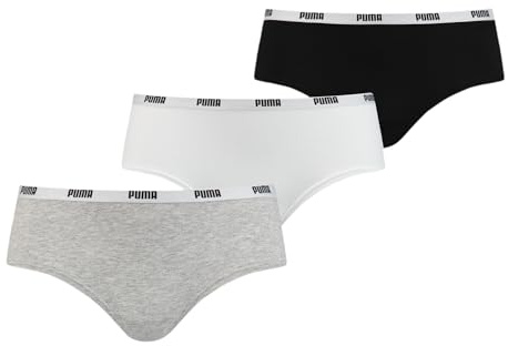 PUMA Culotte Hipster , Femme ,Blanc/Gris/Noir, XS (Lot de 3)