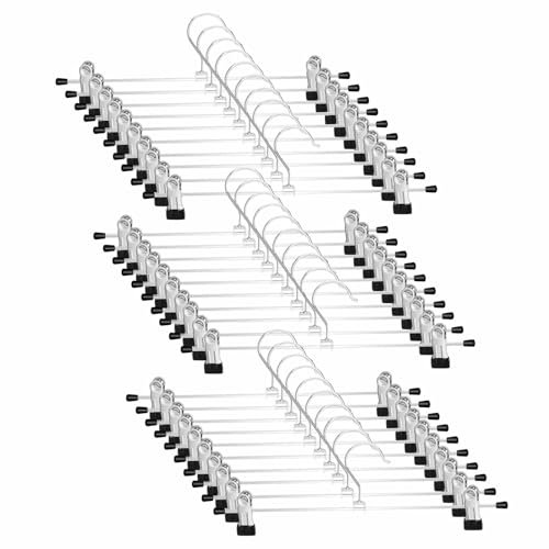 WEIDMAX Metall Hosenbügel Kleiderbügel, Starke Chrom Rockbügel mit Verstellbaren Clips, Hosenbügel aus Metall, Platzsparende Kleiderbügel für Hosen Socken Röcke, 30 Stück