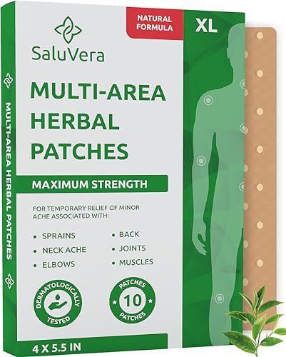 SaluVera Extra Large Patch Maximum Strength - Patch – Back Patches - Muscle and Joint Heat Patches - 10 Hot Patches (XL)